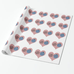 Funny I Love You Berry Much Cute Kawaii Blueberry Wrapping Paper