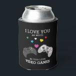 Funny 'I love you' Video Games | Personalised Can Cooler<br><div class="desc">Do you have a man in your life thats loves playing video games. This funny can cooler features the text 'I LOVE YOU, AS MUCH AS YOU LOVE VIDEO GAMES', on a black background that can be changed to any colour, two controllers and colourful hearts. On the bottom you can...</div>