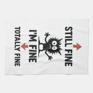 Funny “I’m Fine” Arrows Cartoon T-Shirt Tea Towel