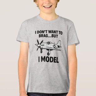 Funny I Model Quote with Airplane P‑51 Mustang Tri-Blend Shirt