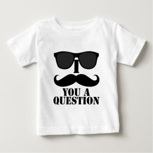 Funny I Moustache You A Question Black Sunglasses Baby T-Shirt
