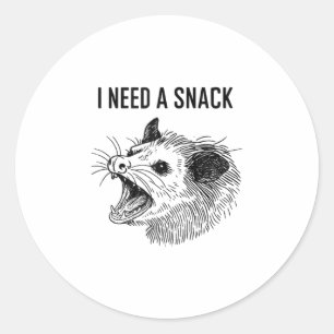 Funny I Need A Snack Meme - Screaming Opossum Poss Classic Round Sticker