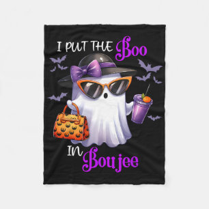 Funny I Put The Boo In Boujee Ghost Pumpkin Spice Fleece Blanket