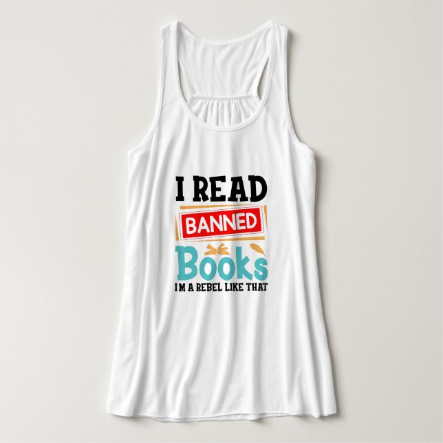 Funny I Read Banned Books Rebel Quote Singlet (Design Front)