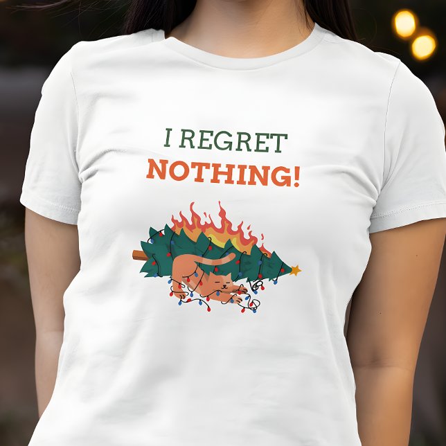 Funny I Regret Nothing Naughty Cat Christmas T-Shirt (Creator Uploaded)