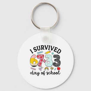 Funny I Survived 100 Days Of School Celebration Te Key Ring