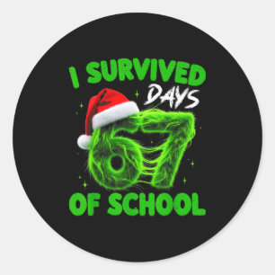 Funny I Survived 67 Days Of School Christmas Kids  Classic Round Sticker