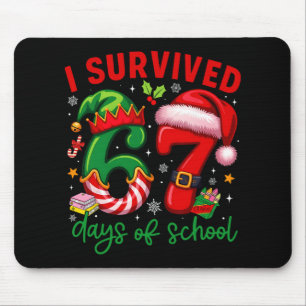 Funny I Survived 67 Days Of School Christmas Santa Mouse Pad