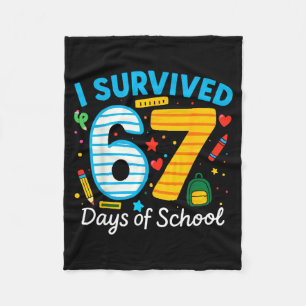 Funny I Survived 67 Days Of School Teacher Student Fleece Blanket