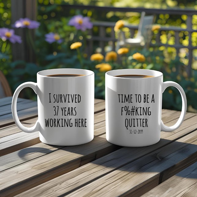Funny I Survived XX Year Quitter Retirement Gift Coffee Mug (Creator Uploaded)