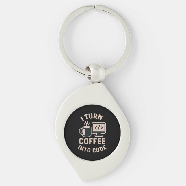 Funny I Turn Coffee Into Code Key Ring (Front)