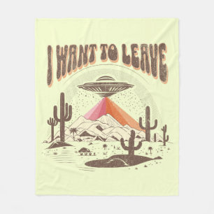 Funny "I want to leave" spaceship design Fleece Blanket