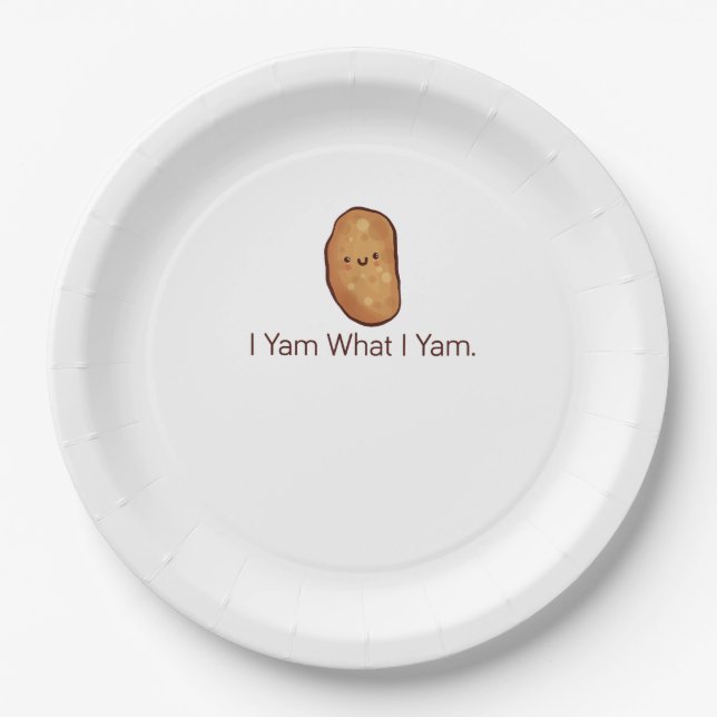 Funny I Yam What I Yam For Men, Women & Youth Paper Plate (Front)