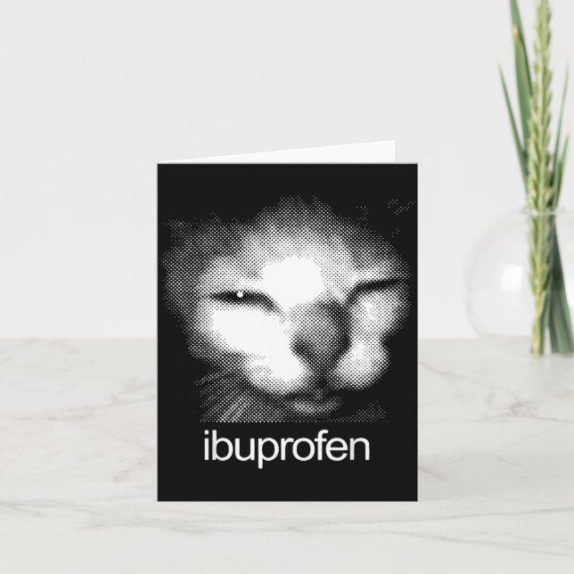 Funny Ibuprofen Cat Meme Retro Ugly Cat Face Mens  Card (Front)