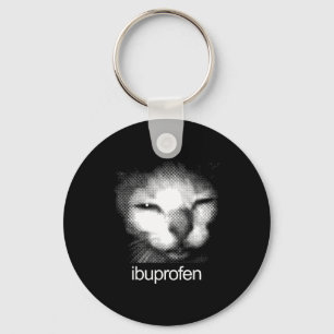 Funny Ibuprofen Cat Meme Retro Ugly Cat Face Mens  Key Ring