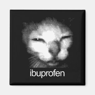 Funny Ibuprofen Cat Meme Retro Ugly Cat Face Mens  Magnet
