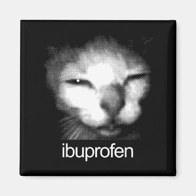 Funny Ibuprofen Cat Meme Retro Ugly Cat Face Mens  Magnet (Front)