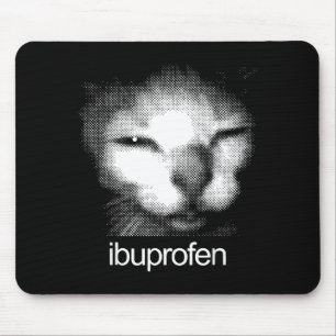 Funny Ibuprofen Cat Meme Retro Ugly Cat Face Mens Mouse Pad