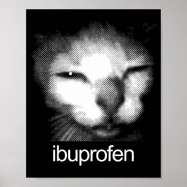 Funny Ibuprofen Cat Meme Retro Ugly Cat Face Mens  Poster (Front)