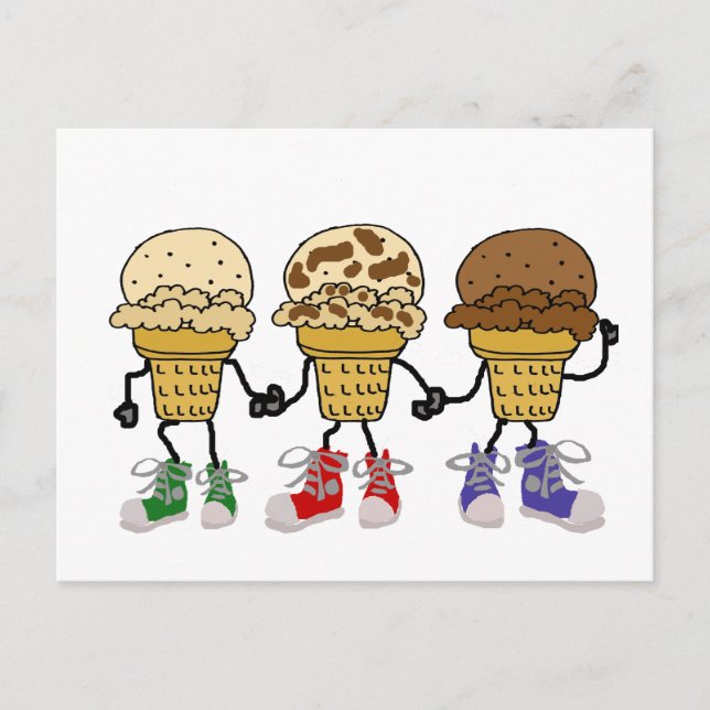 Funny Ice Cream Cone Cartoon Characters Postcard (Front)