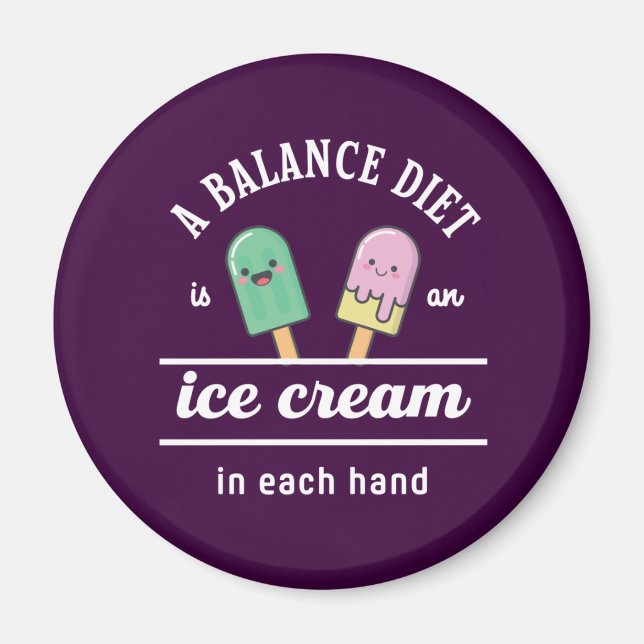 Funny Ice Cream Diet Quote Hot Summer Magnet (Front)