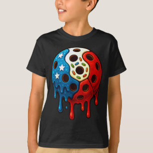 Funny ice cream dripping pickle ball 4th of july T-Shirt