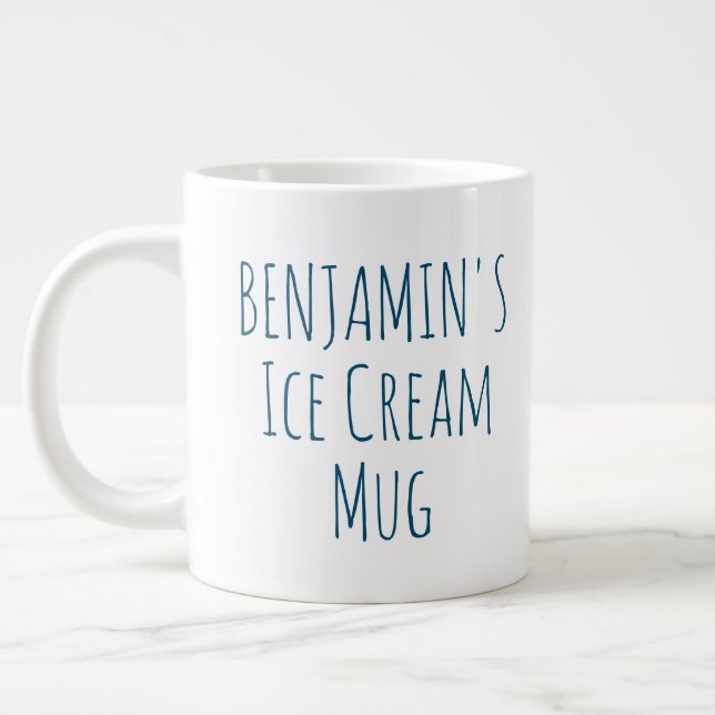 Funny Ice Cream Quote Gag Gift Personalised Name Large Coffee Mug (Left)