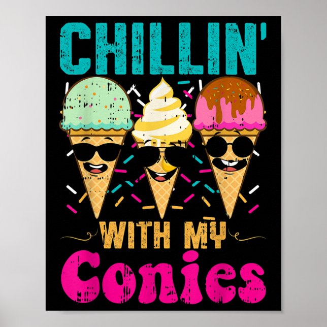 Funny Ice Cream Summer Beach Cones  Poster (Front)