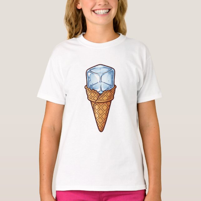 Funny Ice Cube In Cone Kids T-Shirt (Front)