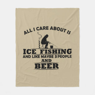 Funny Ice Fishing sayings  Fleece Blanket