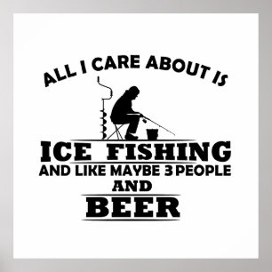 Funny Ice Fishing sayings  Poster