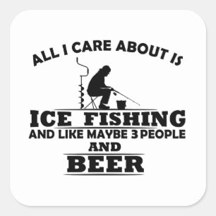 Funny Ice Fishing sayings  Square Sticker