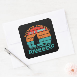 Funny Ice Fishing Square Sticker