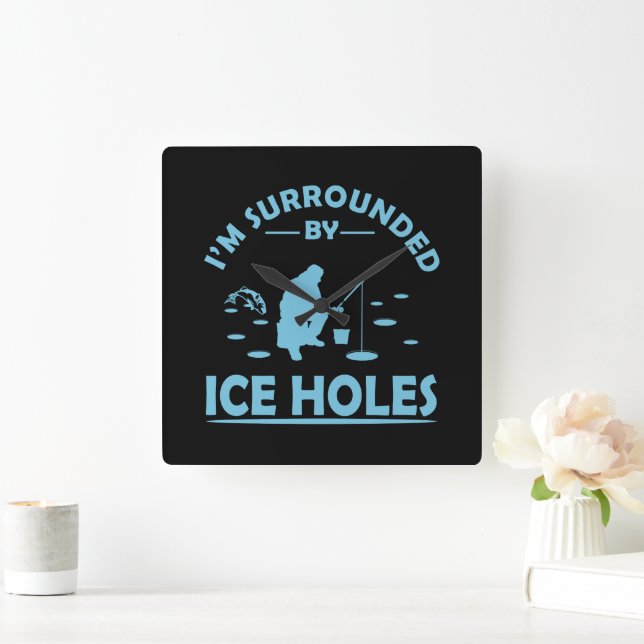 funny ice fishing square wall clock (Home)