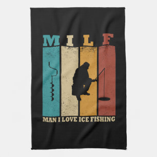 funny ice fishing tea towel