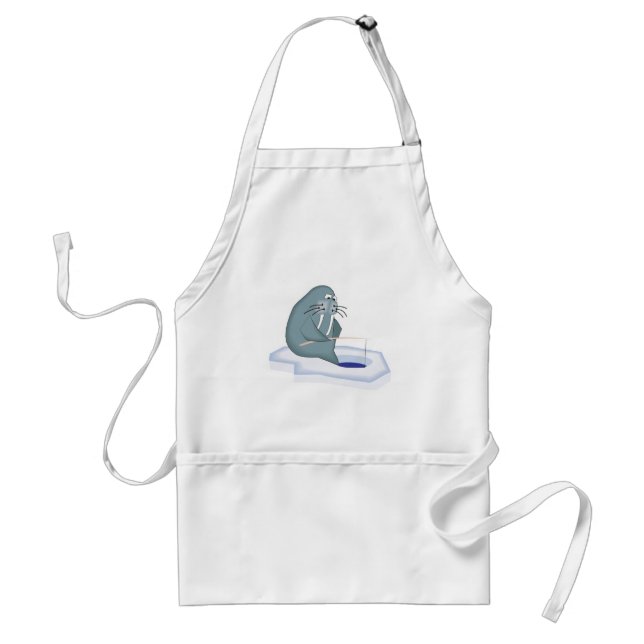 funny ice fishing walrus standard apron (Front)