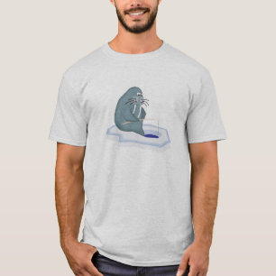 funny ice fishing walrus T-Shirt
