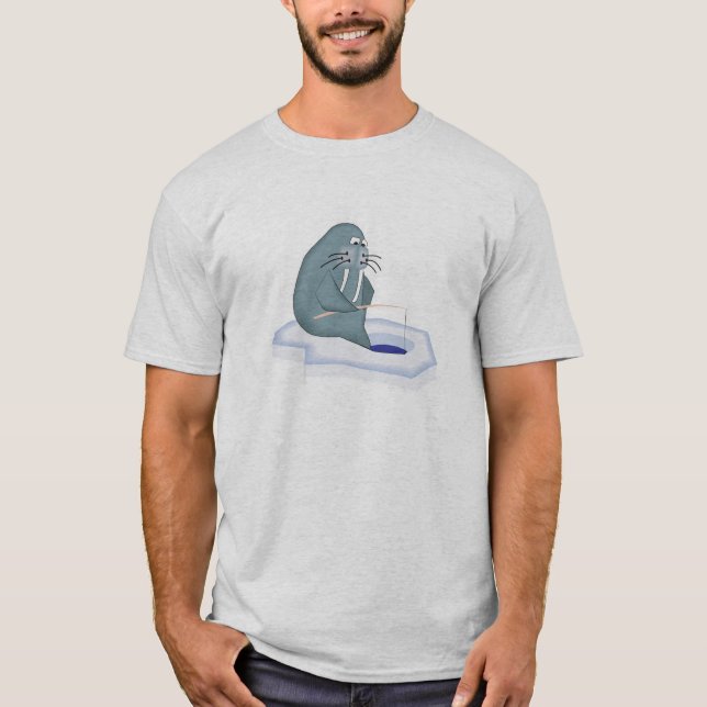 funny ice fishing walrus T-Shirt (Front)