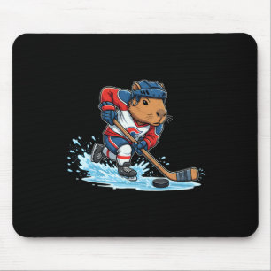 Funny Ice Hockey Capybyra Mouse Pad