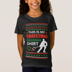 Funny Ice Hockey Christmas Pajama Ugly X Mas Sweat T-Shirt