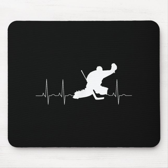 Funny Ice Hockey Goalie Heartbeat Pulse Goaltender Mouse Pad (Front)
