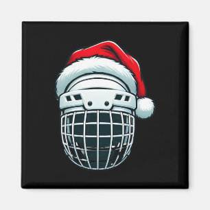 Funny Ice Hockey Helmet Santa Hat Christmas Holida Magnet