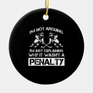 Funny Ice Hockey Player Discussing Bully Penalty Ceramic Tree Decoration