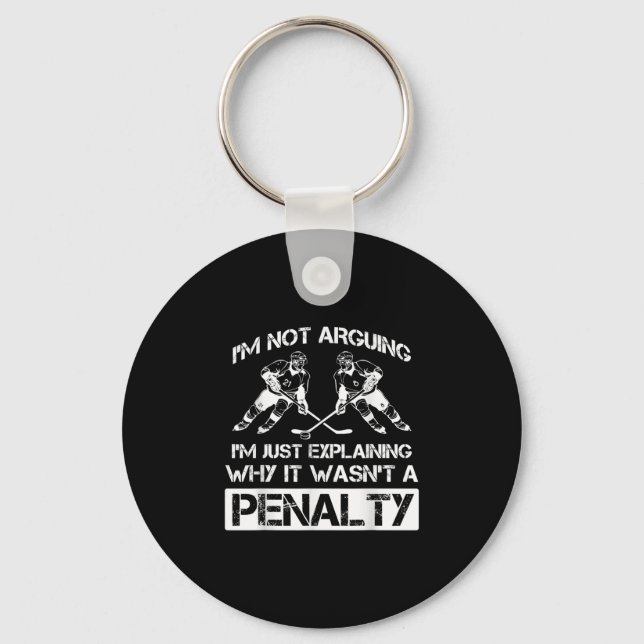 Funny Ice Hockey Player Discussing Bully Penalty Key Ring (Front)
