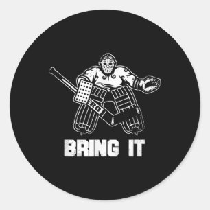 Funny Ice Hockey Player Gift Goalie Apparel Graphi Classic Round Sticker