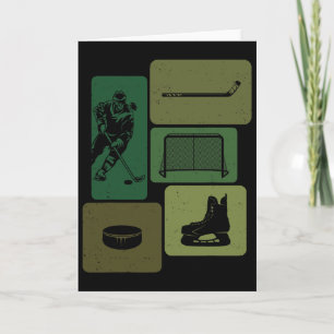 Funny Ice Hockey Puck Stick Winter Game Ice Hockey Card