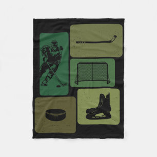Funny Ice Hockey Puck Stick Winter Game Ice Hockey Fleece Blanket