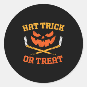 Funny Ice Hockey Pumpkin Halloween Mens Boys Teens Classic Round Sticker