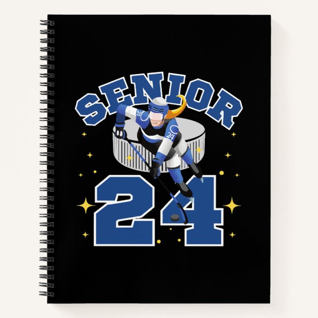Funny Ice Hockey Senior 2024 Notebook (Front)