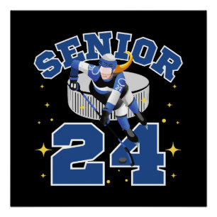 Funny Ice Hockey Senior 2024 Poster